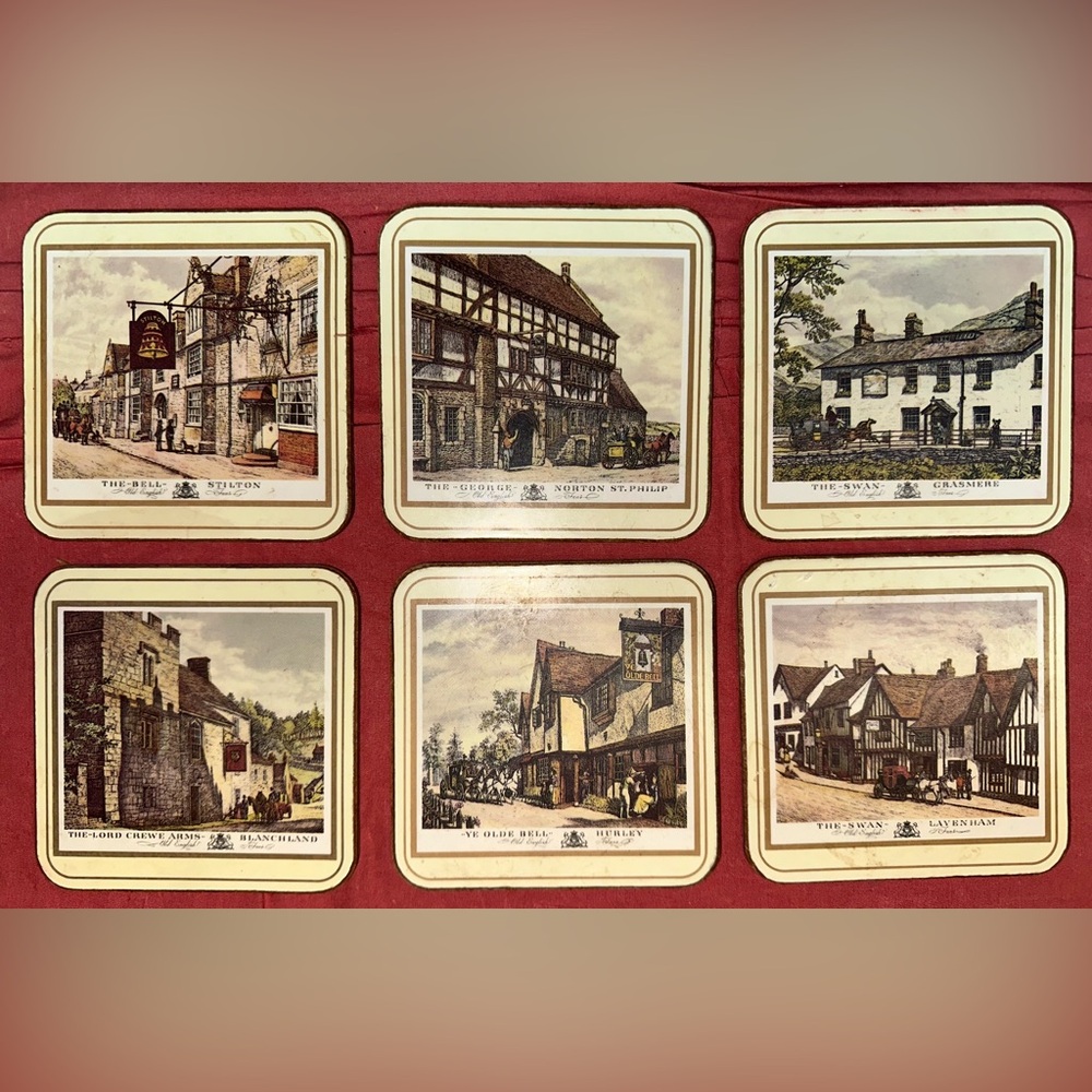 Pimpernel Old English Landmark Homes Corkback Coasters Set‎ Of 6